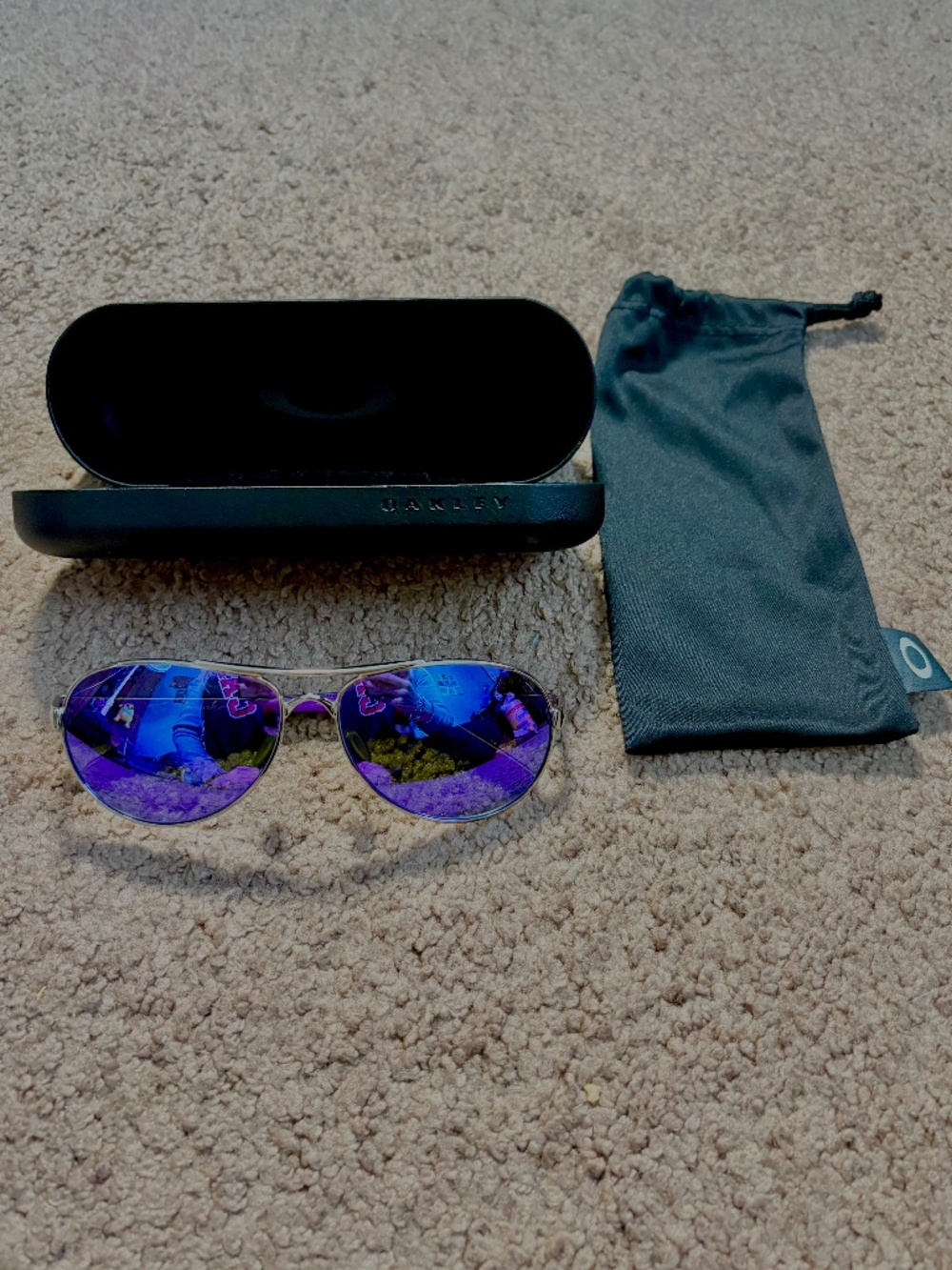 Oakley Tie Breaker Sunglasses OO4108-10 Purple Chrome Metal Polarized *Read
